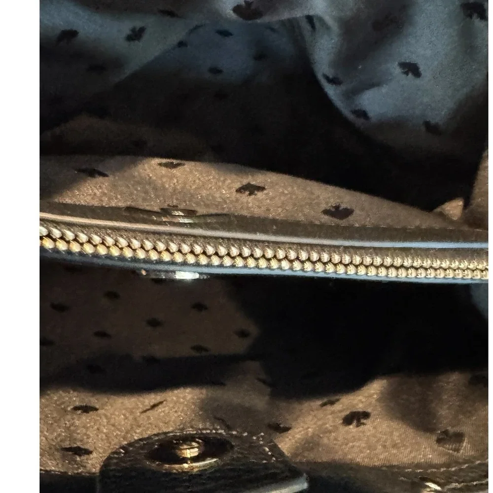 Kate Spade Marti Large Bucket Bag Buffalo Plaid Pebbled Leather Black White